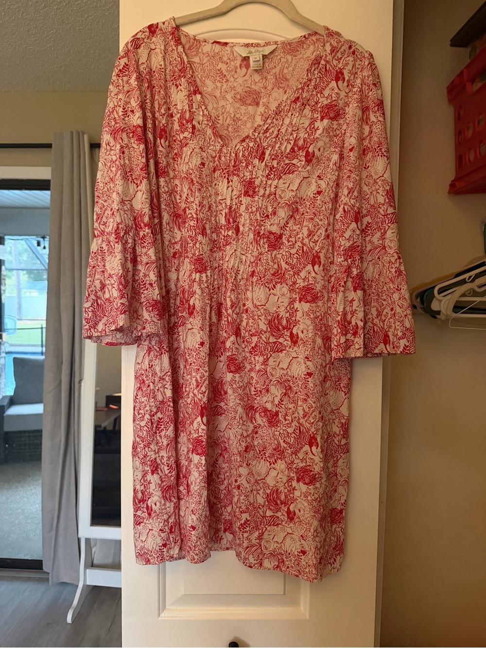 Lilly Pulitzer Pink and White Floral V-Neck Tunic Dress